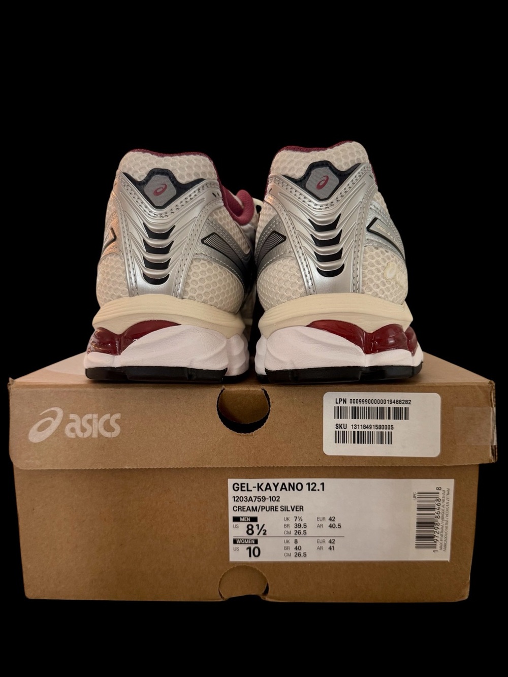 Asics Men's Athletic Sneakers in Cream, Silver & Maroon - Picture 2 of 5